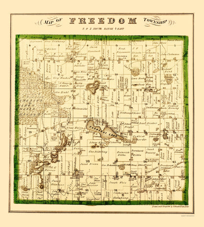 Historic City Map - Freedom Michigan - Krause 1874 - 23 x 25.58 - Vintage Wall Art