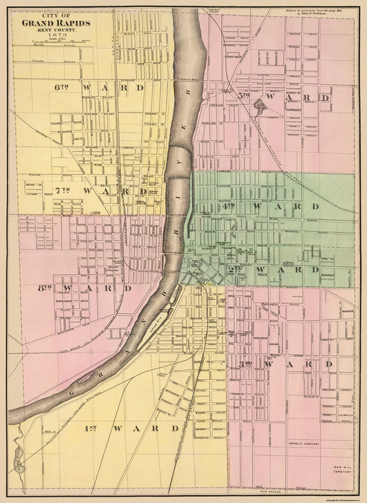 Historic City Map - Grand Rapids Michigan -Tinkham 1873 - 23 x 31.56 - Vintage Wall Art