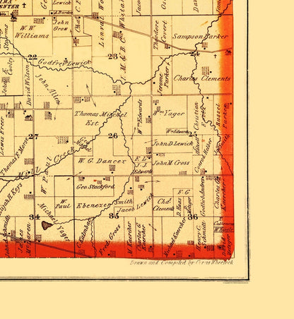 Historic County Map - Lima County Michigan - Everts 1874 - 23 x 25.02 - Vintage Wall Art