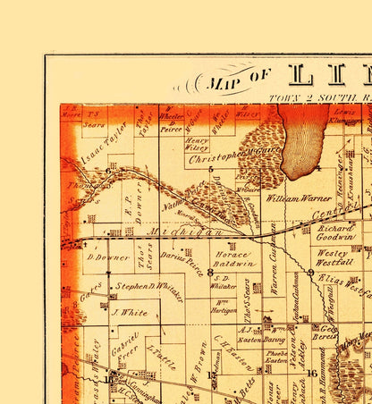 Historic County Map - Lima County Michigan - Everts 1874 - 23 x 25.02 - Vintage Wall Art