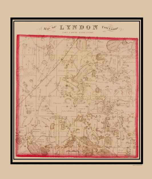 Historic County Map - Lyndon County Michigan - Everts 1874 - Vintage Wall Art