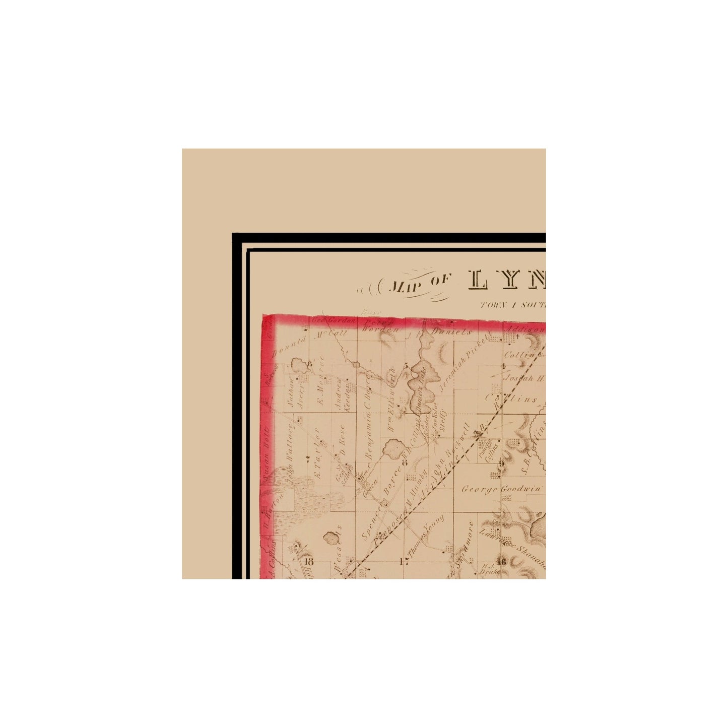 Historic County Map - Lyndon County Michigan - Everts 1874 - 23 x 27.22 - Vintage Wall Art