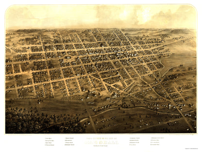 Historic Panoramic View - Marshall Michigan - Ruger 1868 - 23 x 30.54 - Vintage Wall Art