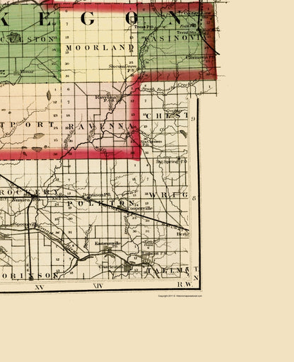 Historic County Map - Muskegon County Michigan - Walling 1873 - 23 x 28.30 - Vintage Wall Art