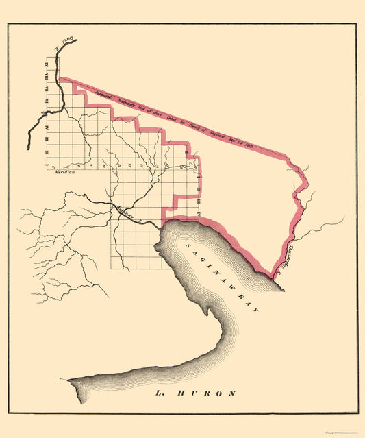 Historic State Map - Michigan Saginaw Bay - Huron 1835 - 23 x 27.58 - Vintage Wall Art