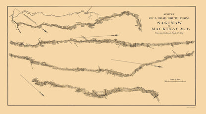 Historic State Map - Michigan Saginaw Mackinac Road Survey - Poole 1835 - 23 x 41 - Vintage Wall Art