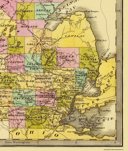 Historic State Map - Michigan - Greenleaf 1841 - 23 x 27.06 - Vintage Wall Art