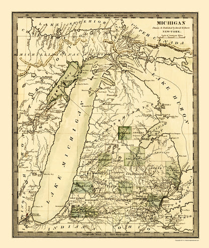 Historic State Map - Michigan - Burr 1831 - 23 x 27.24 - Vintage Wall Art