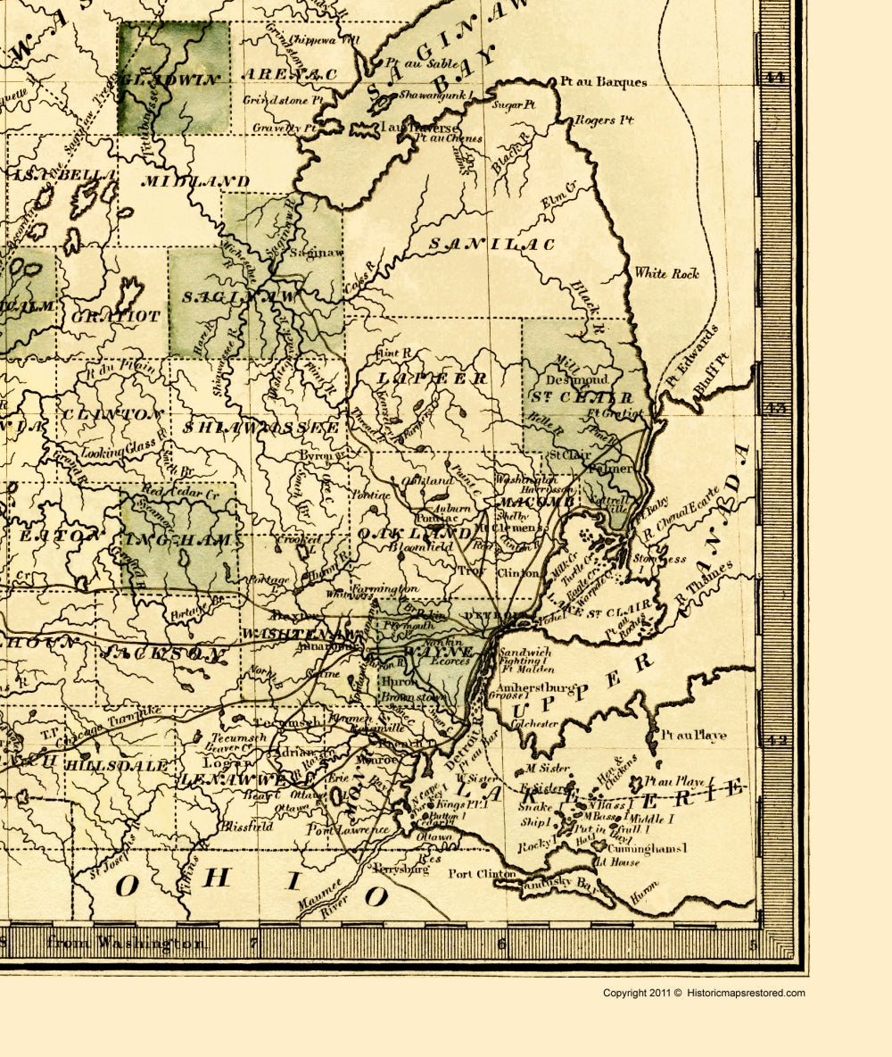 Historic State Map - Michigan - Burr 1831 - 23 x 27.24 - Vintage Wall Art