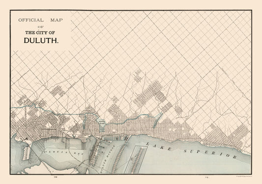 Historic City Map - Duluth Minnesota- Cram 1892 - 32.64 x 23 - Vintage Wall Art