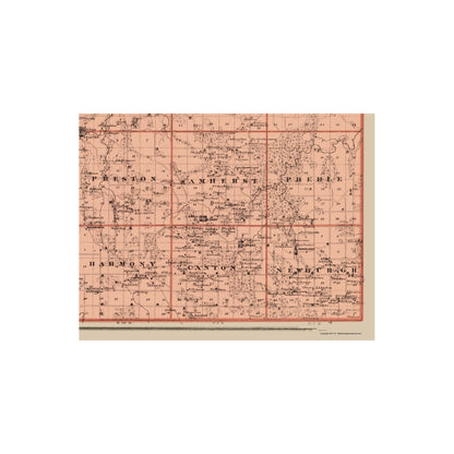 Historic County Map - Filmore County Minnesota - Andreas 1874 - 23 x 29.97 - Vintage Wall Art
