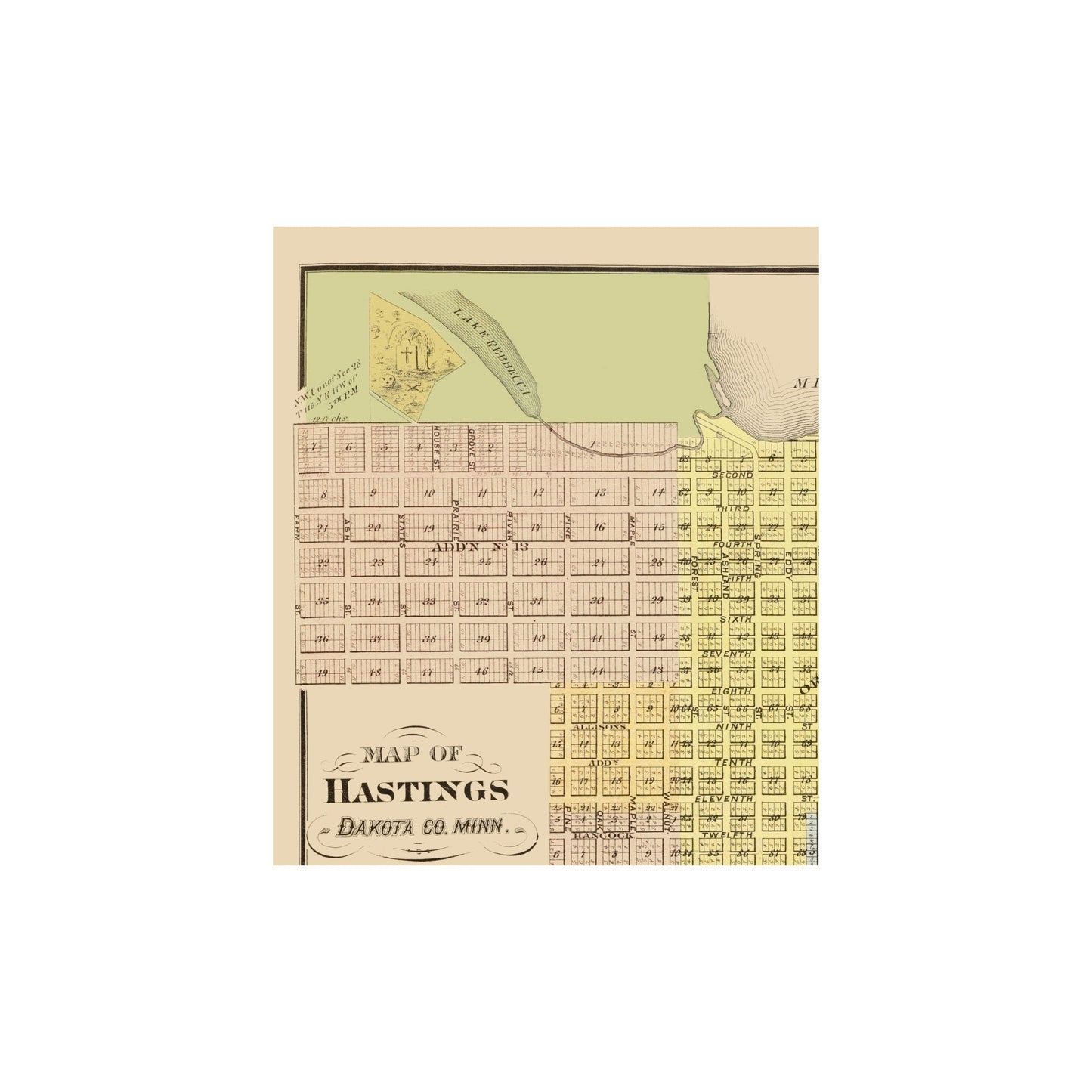 Historic City Map - Hastings Minnesota - Andreas 1874 - 23 x 26.92 - Vintage Wall Art