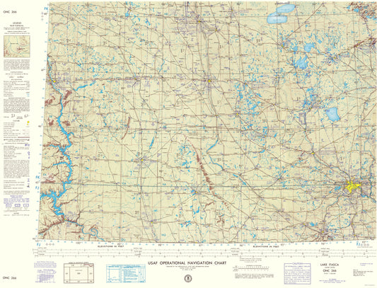 Topographical Map - Lake Itasca North Dakota South Dakota Sheet - USAF 1961 - 23 x 30 - Vintage Wall Art