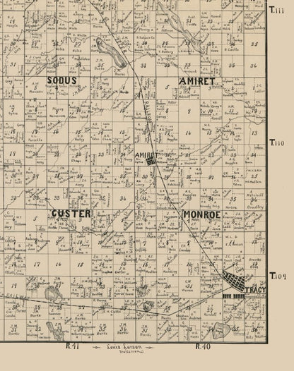 Historic County Map - Lyon County Minnesota - Larson 1884 -  23 x 29.07 - Vintage Wall Art