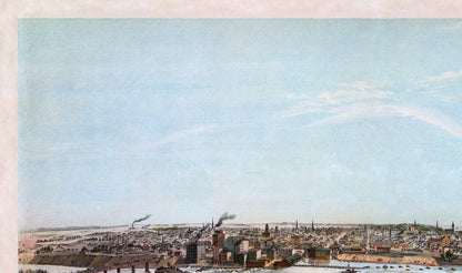 Historic Panoramic View - Minneapolis Minnesota - Shober 1874 - 38.94 x 23 - Vintage Wall Art