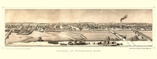 Historic Panoramic View - Minneapolis Minnesota - Hageboeck 1873 - 60.69 x 23 - Vintage Wall Art