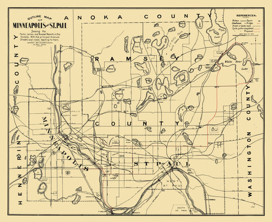 Historic City Map - Minneapolis St Paul Minnesota - Blodgett 1897 - 28.20 x 23 - Vintage Wall Art