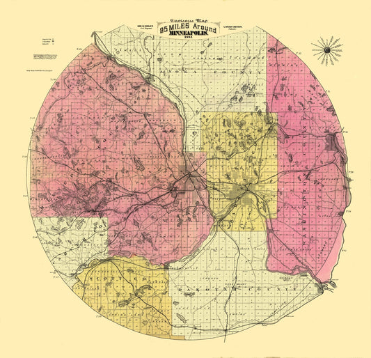 Historic City Map - Minneapolis Minnesota - Cooley 1881 - 23.85 x 23 - Vintage Wall Art