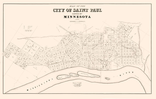Historic City Map - St Paul Minnesota - Nichols 1852 - 36.;38 x 23 - Vintage Wall Art