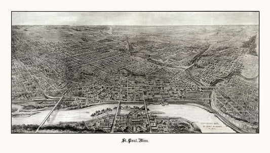 Historic Panoramic View - Saint Paul Minnesota - Saint 1906 - 40.61 x 23 - Vintage Wall Art