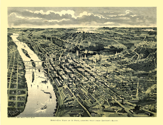 Historic Panoramic View - Saint Paul Minnesota - Treacy 1893 - 29.85 x 23 - Vintage Wall Art