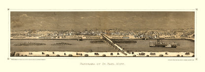 Historic Panoramic View - Saint Paul Minnesota - Hageboeck 1873 - 65.10 x 23 - Vintage Wall Art