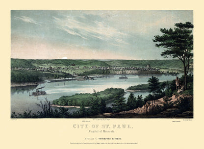 Historic Panoramic View - Saint Paul Minnesota - Ritchie 1853 - 31.46 x 23 - Vintage Wall Art