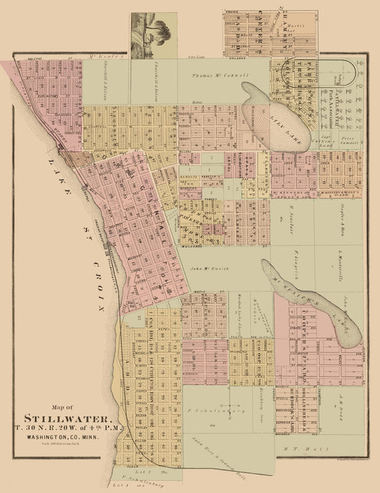 Historic City Map - Stillwater Minnesota - Andreas 1874 - 23 x 29.79 - Vintage Wall Art