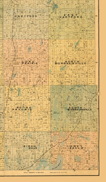 Historic County Map - Todd County Minnesota - Budgett 1890 - 23 x 39.18 - Vintage Wall Art