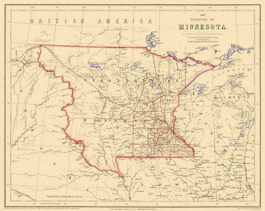 Historic State Map - Minnesota Territory - Rogers 1857 - 28.94 x 23 - Vintage Wall Art