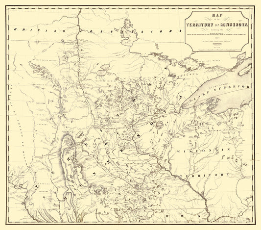 Historic State Map - Minnesota Territory - John 1849 - 26.16 x 23 - Vintage Wall Art