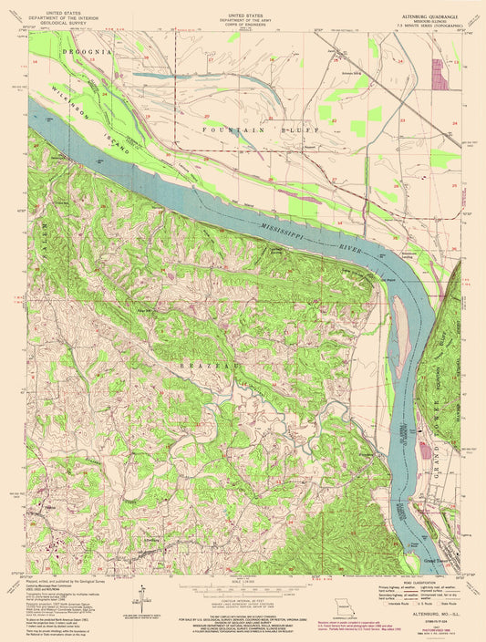 Topographical Map - Altenburg Missouri Quad - USGS 1947 - 23 x 30.36 - Vintage Wall Art