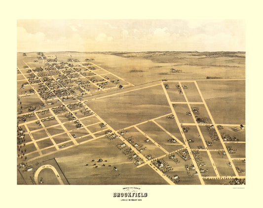 Historic Panoramic View - Brookfield Missouri - Ruger 1869 - 23 x 29.09 - Vintage Wall Art