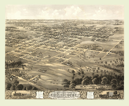 Historic Panoramic View - Chillicothe Missouri - Ruger 1869 - 23 x 28.06 - Vintage Wall Art