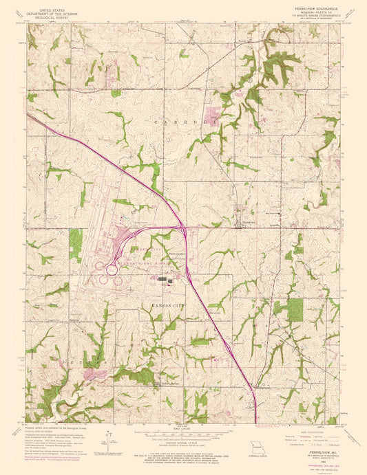 Topographical Map - Ferrelview Missouri Quad - USGS 1961 - 23 x 29.84 - Vintage Wall Art