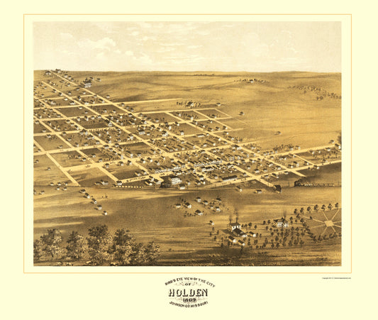 Historic Panoramic View - Holden Missouri - Ruger 1869 - 23 x 27.19 - Vintage Wall Art