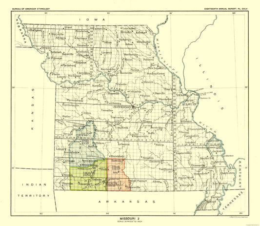Historic State Map - Missouri - Hoen 1896 - 26.47 x 23 - Vintage Wall Art