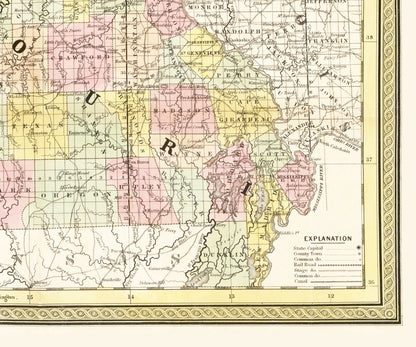 Historic State Map - Missouri - Cowperthwait 1850 - 27.60 x 23 - Vintage Wall Art