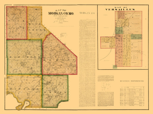 Historic County Map - Morgan County Missouri - Higgins 1880 - 30.71 x 23 - Vintage Wall Art