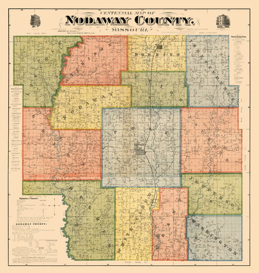 Historic County Map - Nodaway County Missouri - Morehouse 1900 - 23 x 24.23 - Vintage Wall Art