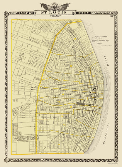 Historic City Map - St Louis Missouri - Warner 1876 - 23 x 3143 - Vintage Wall Art