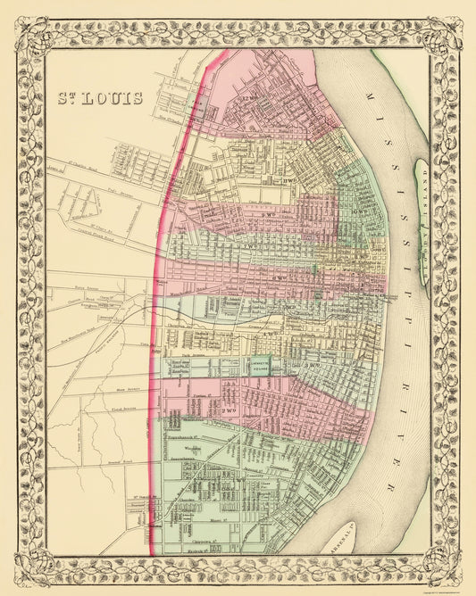 Historic City Map - St Louis Missouri - Mitchell 1870 - 23 x 2883 - Vintage Wall Art