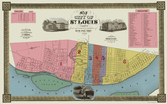 Historic City Map - St Louis Missouri - Twichel 1844 - 23 x 3678 - Vintage Wall Art