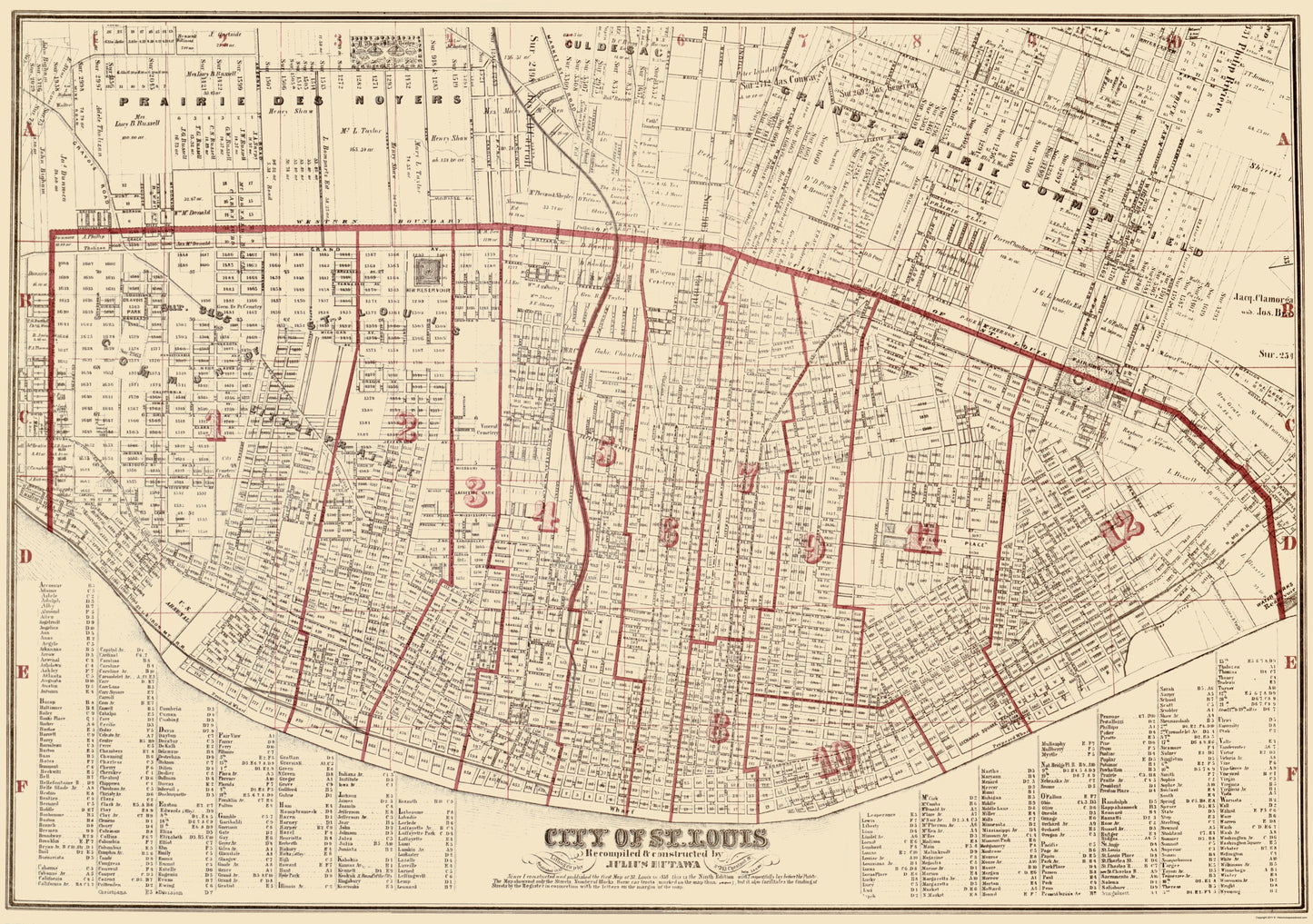 Historic City Map - St Louis Missouri - Hutawa 1870 - 23 x 3267 - Vintage Wall Art