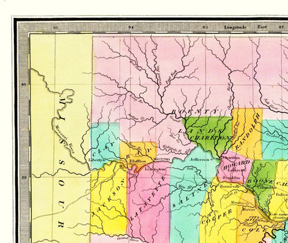 Historic State Map - Missouri - Burr 1835 - 27.31 x 23 - Vintage Wall Art