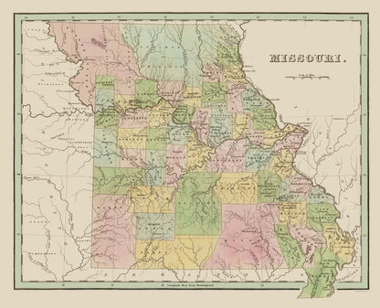 Historic State Map - Missouri - Wiley 1838 - 23 x 28.39 - Vintage Wall Art