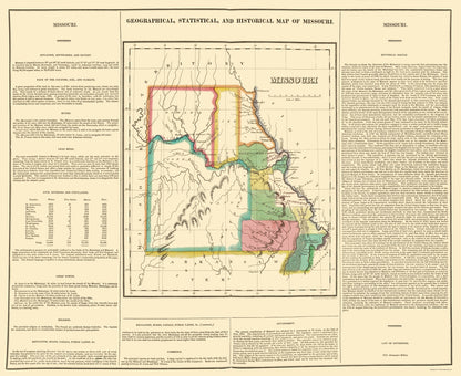 Historic State Map - Missouri Geographical Statistical - Carey 1822 - 23 x 28 - Vintage Wall Art