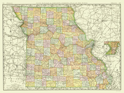 Historic State Map - Missouri - Rand McNally 1897 - 23 x 30.53 - Vintage Wall Art