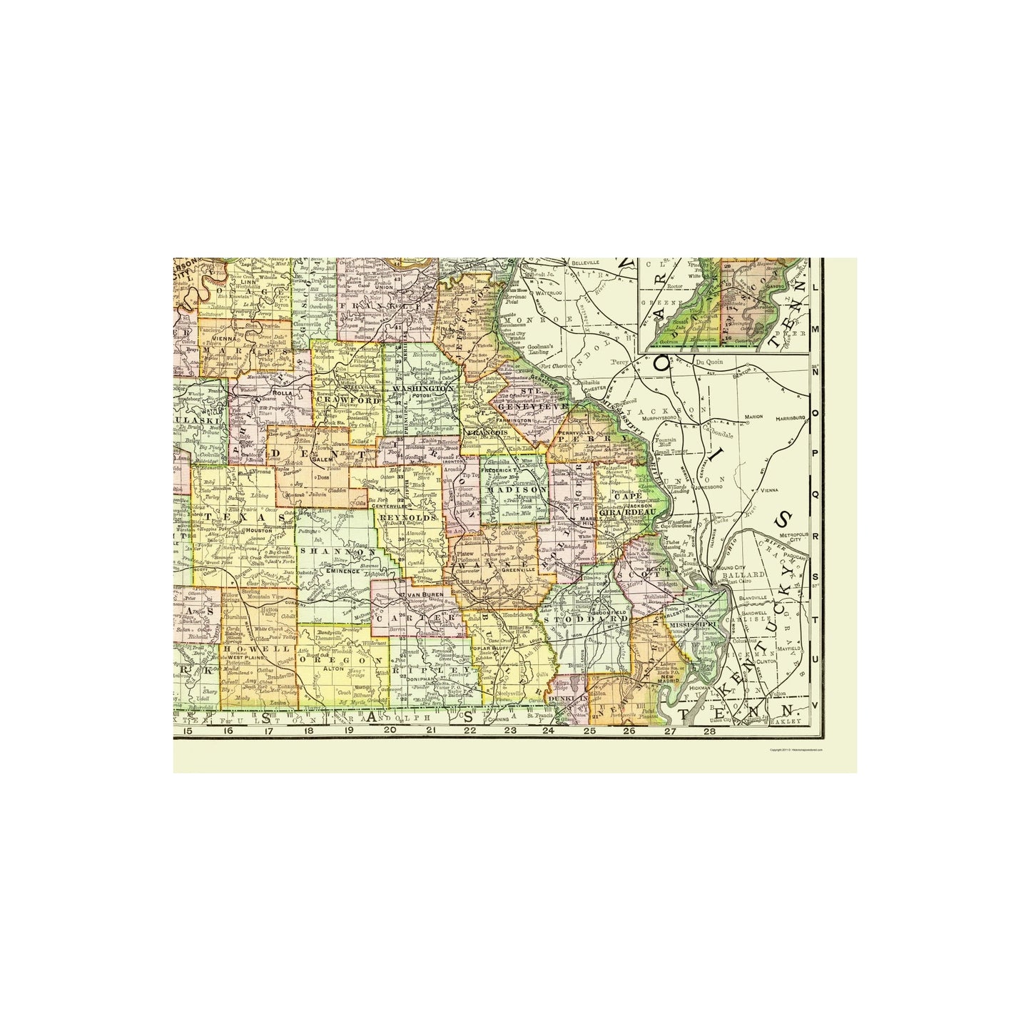 Historic State Map - Missouri - Rand McNally 1897 - 23 x 30.53 - Vinta ...