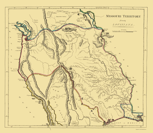 Historic State Map - Missouri Territory Portion of Louisiana Purchase 1814 - 23 x 26 - Vintage Wall Art